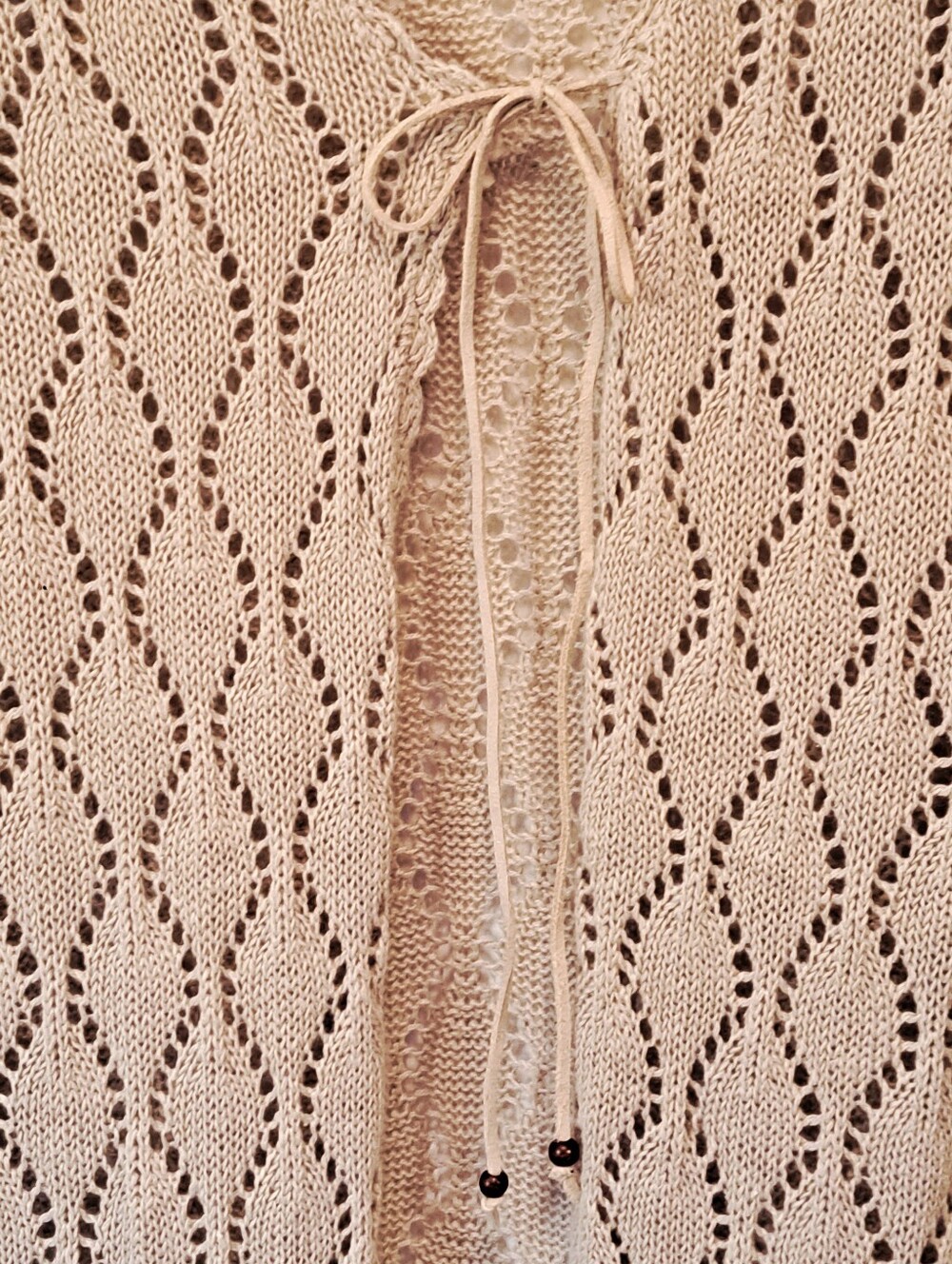 Beige Boho Crochet Bell Sleeve Long Cardigan - Picture 5 of 9